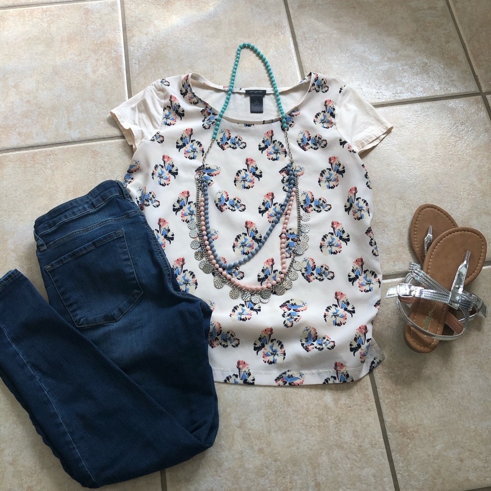 Ann Taylor mixed material top